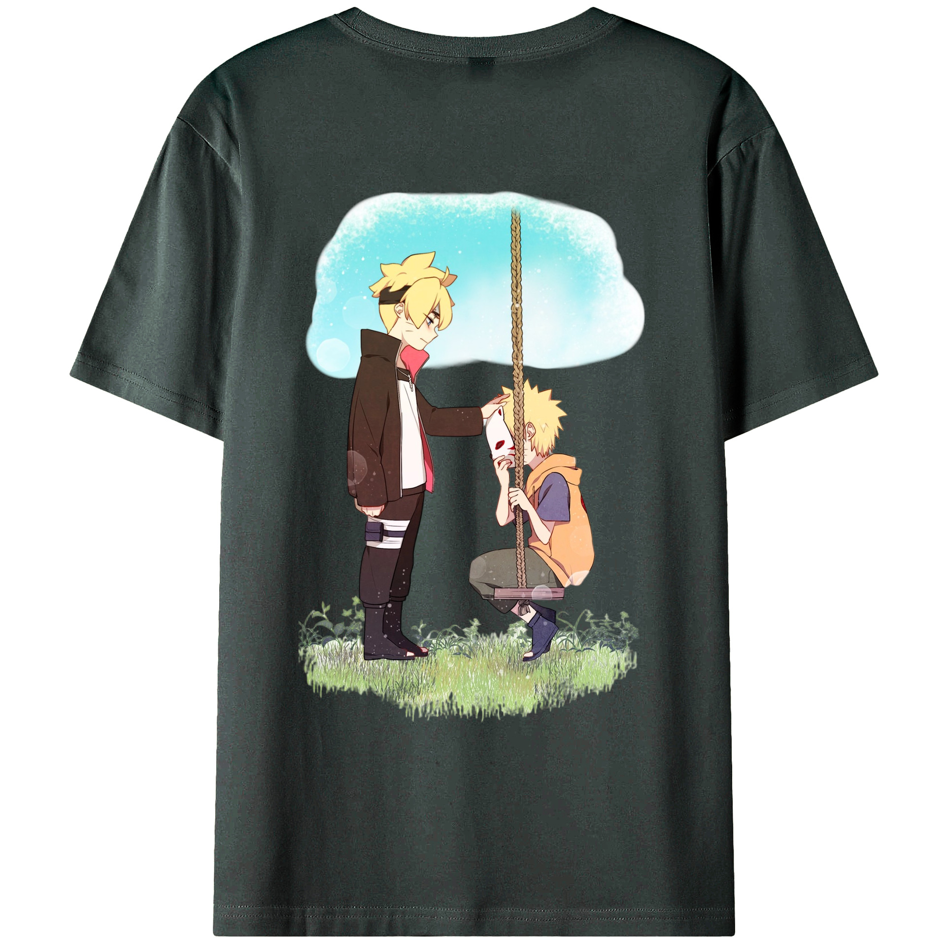 （画像用） NARUTO -ナルト- うずまき ボルト Uzumaki Boruto 綿100％ メンズ半袖Tシャツ（バックプリント） 通気性